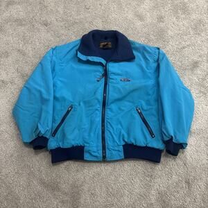 Vtg Eddie Bauer Womens Blue Bomber Jacket Size L Fleece Lined 90s Made USA